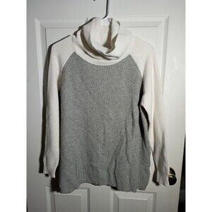 Sucrefas Woman M pullover Sweater Turtleneck Colorblock White Grey LS stretch